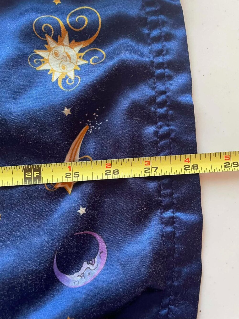 Vintage Celestial Moon Stars Satin Pajama Set Navy Blue gold Witchy W. Size 12 - Picture 10 of 14